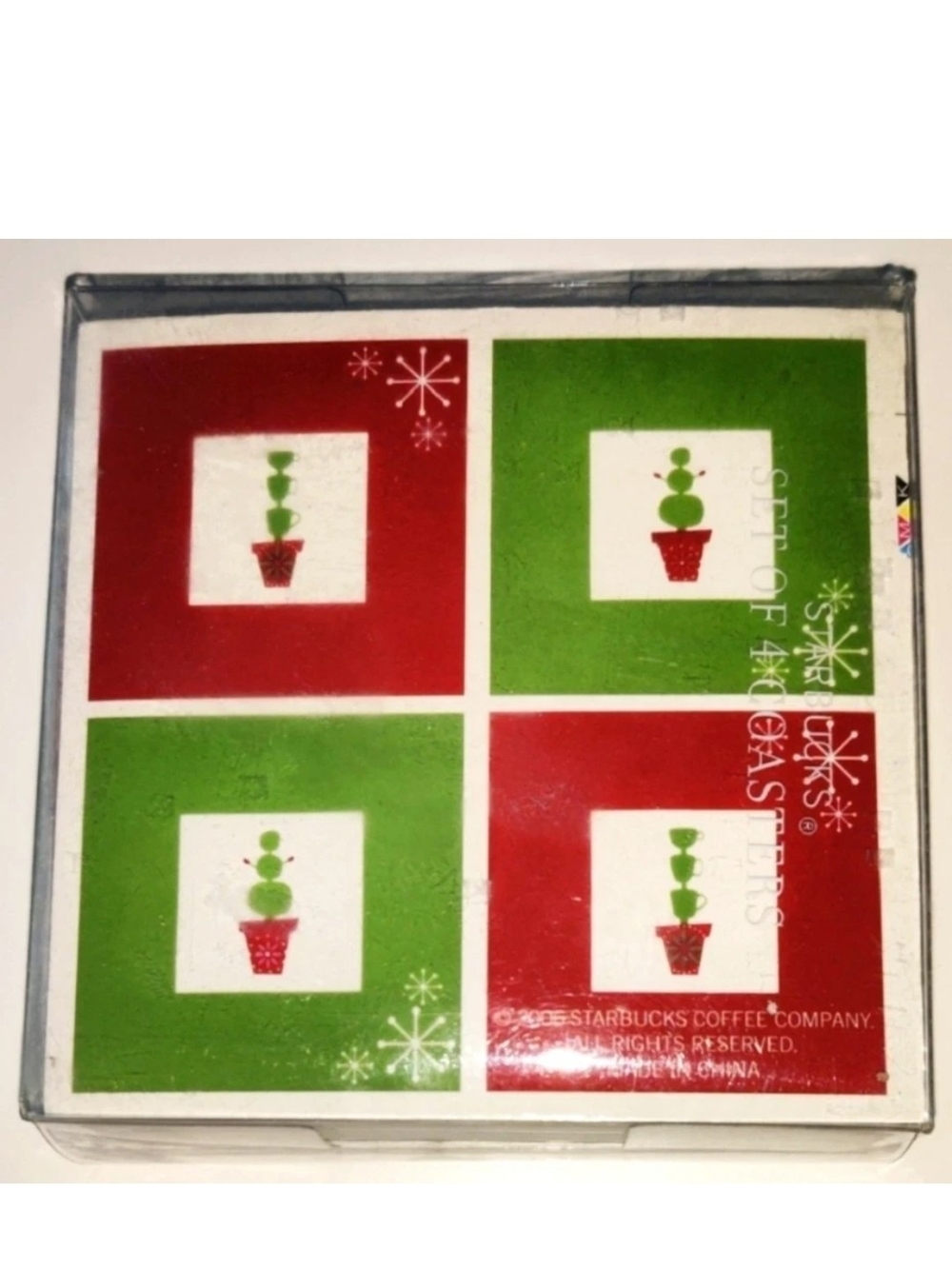 Starbucks Coffee Company Holiday 2006  4Ceramic Coasters w/Cork Back....New